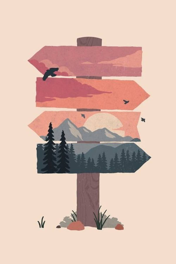 Hiking Signage Art Wallpaper