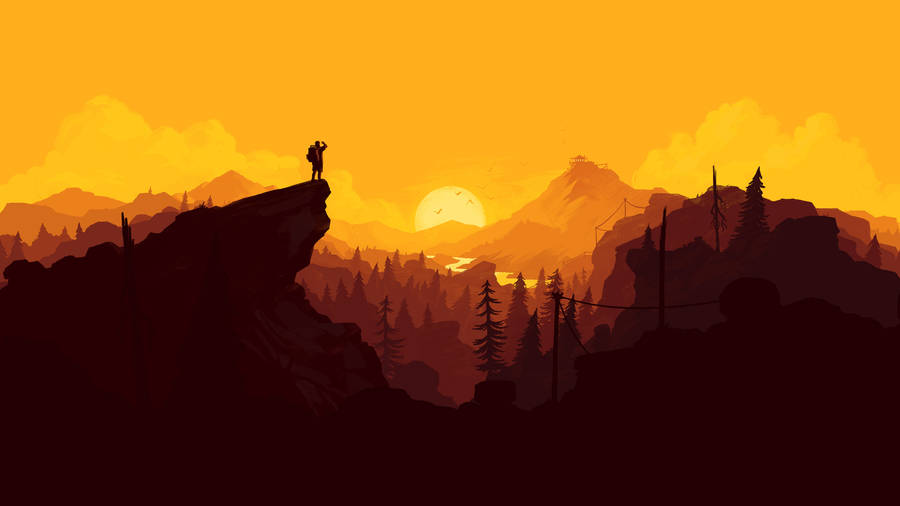 Hiking Yellow Digital Art Wallpaper