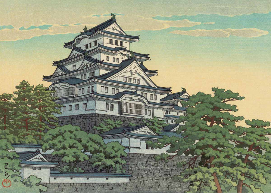 Himeji Castle Art By Kawase Hasui Wallpaper