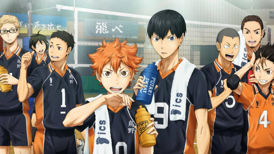 Hinata And Kageyama In Court Haikyuu Desktop Wallpaper