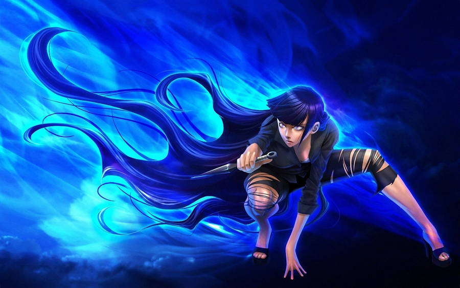 Hinata Hyuga With Kunai Weapon Wallpaper