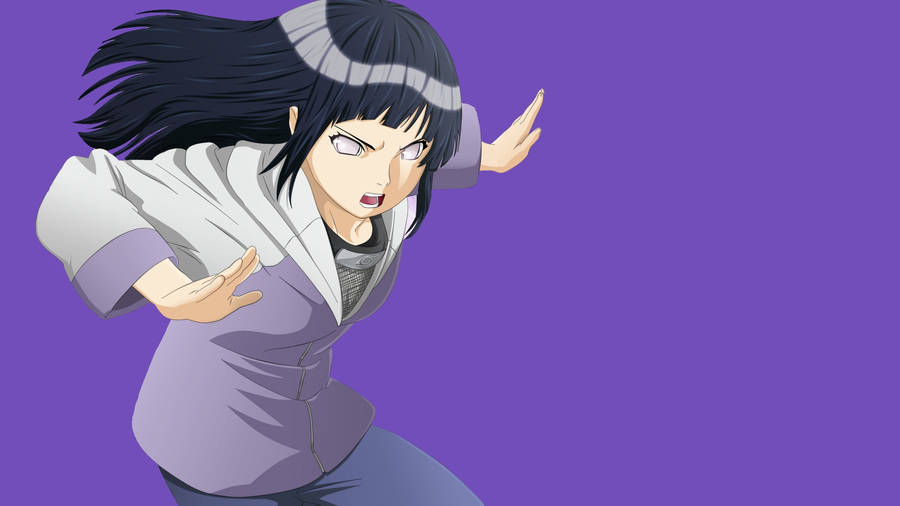 Hinata In Purple Theme Wallpaper