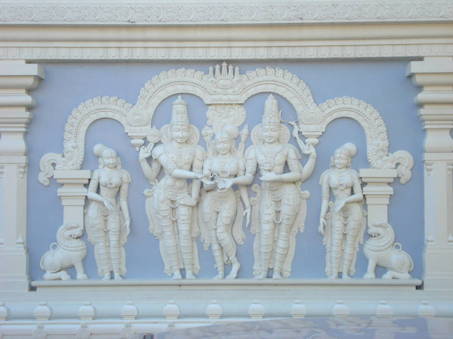 Hindu Goddess White Wall Carving Wallpaper