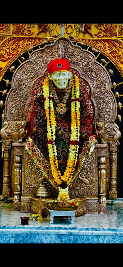 Hindu Shrine Of Sai Baba Phone Wallpaper