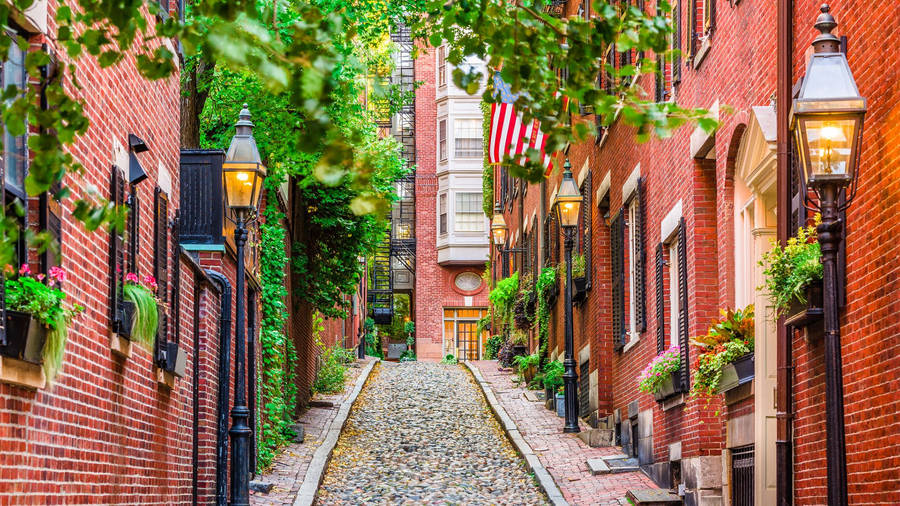 Historical Acorn Street In Boston Wallpaper