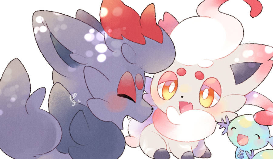 Hisuian Zorua And Original Zorua In A Bokeh-filled Background Wallpaper