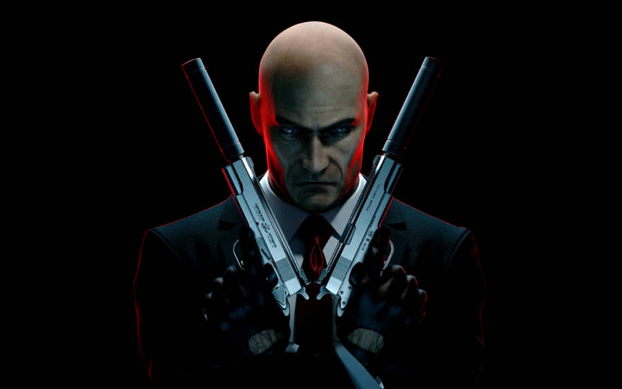 Hitman 2018 Agent 47 Pistols Crossed Wallpaper