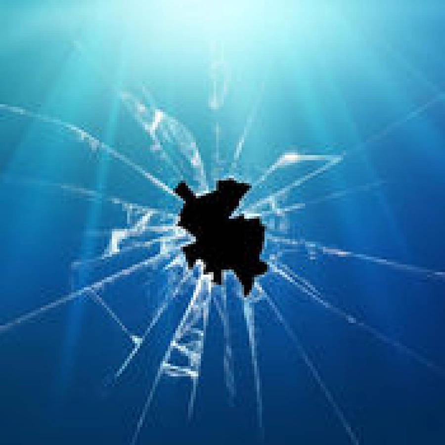 Hole In Blue Cracked Screen Wallpaper