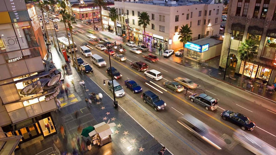 Hollywood Boulevard At Night Wallpaper