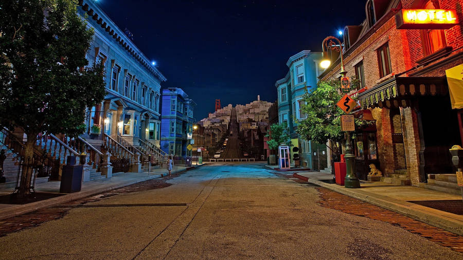 Hollywood Street At Night Wallpaper