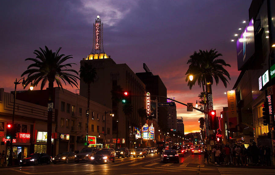 Hollywood Street At Twilight Wallpaper