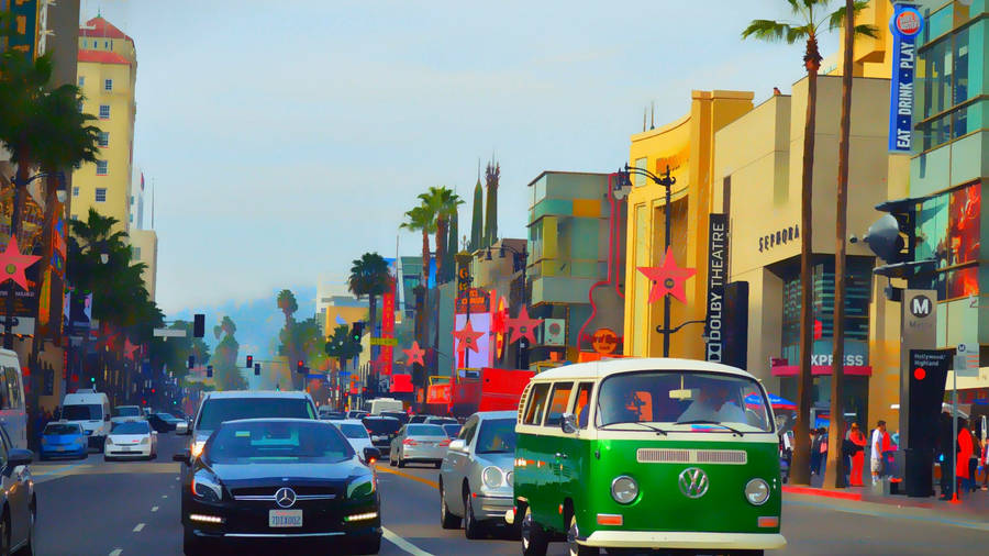 Hollywood Street Digital Art Wallpaper