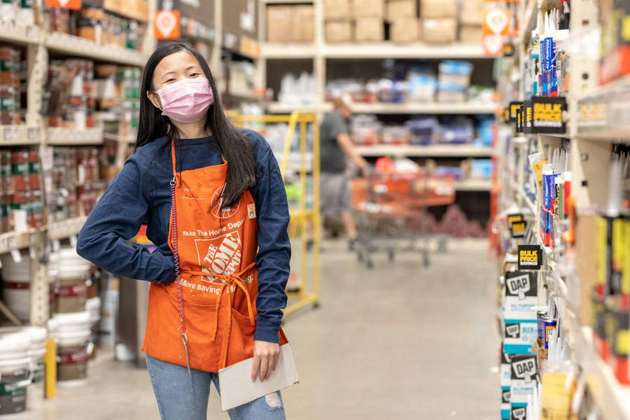 Home Depot Employee Posing Wallpaper