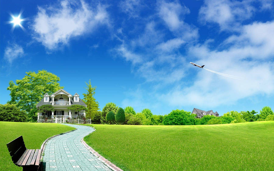 Home Sweet Home Massive Garden Field Wallpaper