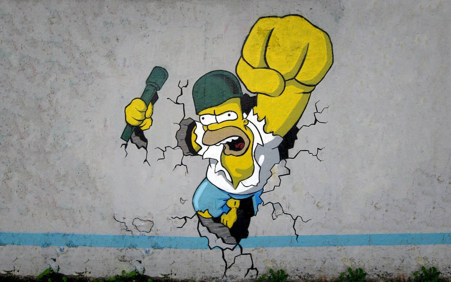 Homer From The Simpsons Graffiti Wallpaper