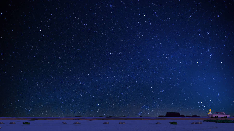 Homer Simpson Under Night Sky Wallpaper Wallpaper