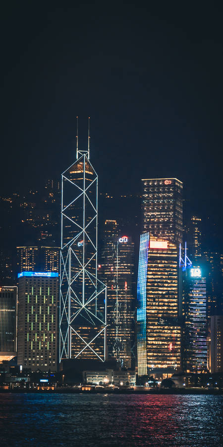 Hong Kong Skyline Night Lights Wallpaper
