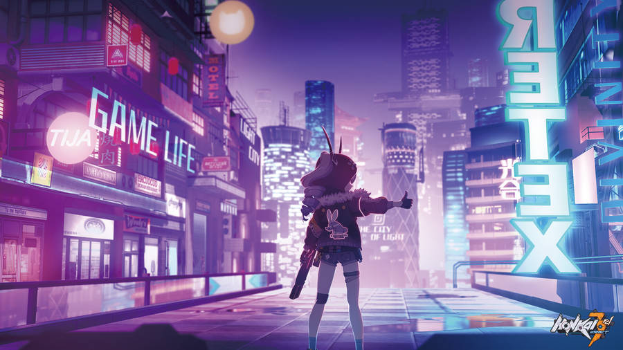 Honkai Impact Haxxor On The City Wallpaper