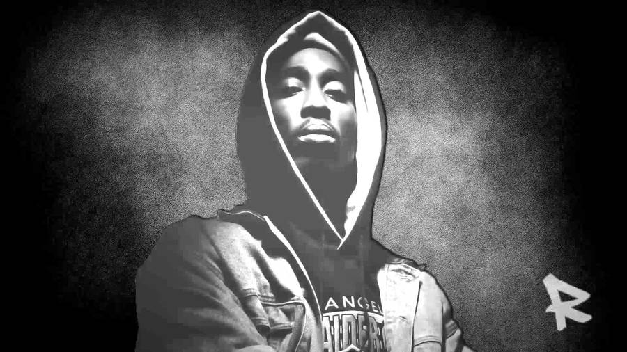 Hoodie 2pac Monochrome Image Wallpaper