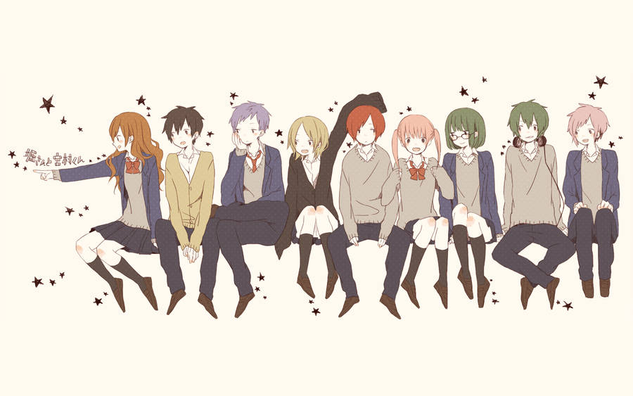 Horimiya Sitting Main Characters Wallpaper