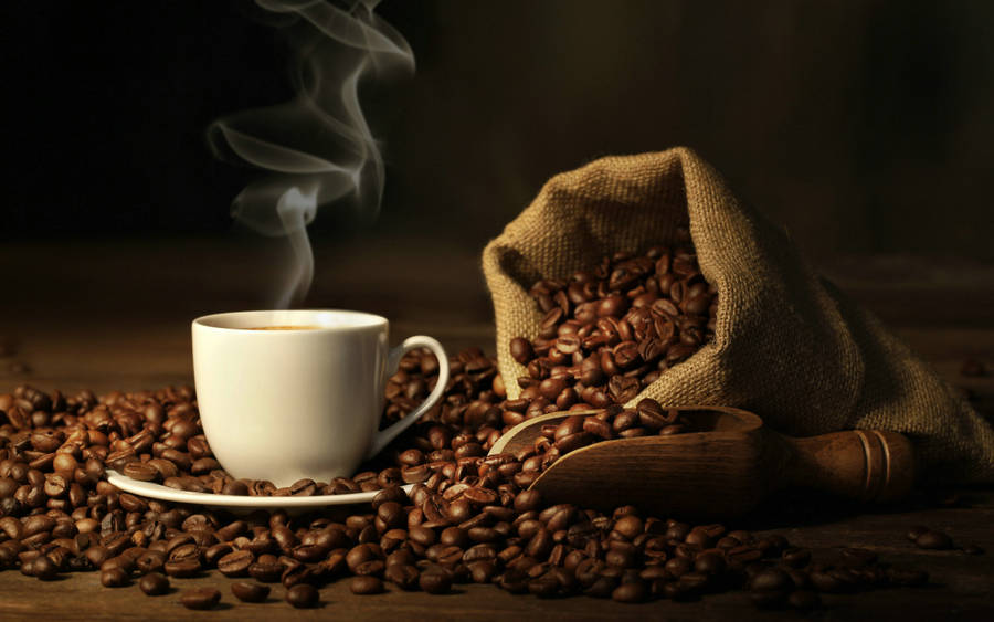 Hot Coffee Bean Bag Wallpaper