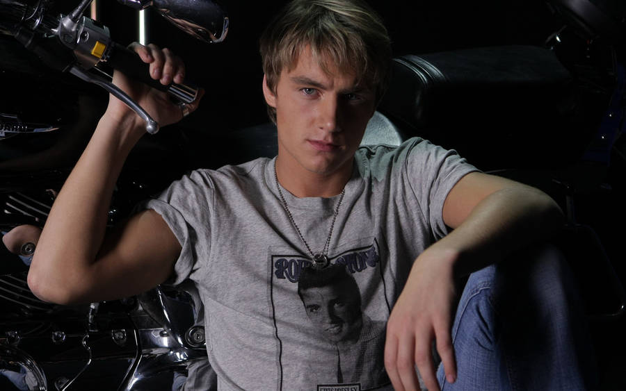 Hot Guy And Motorcycle Wallpaper