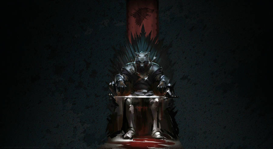 House Stark Wolf Iron Throne Wallpaper