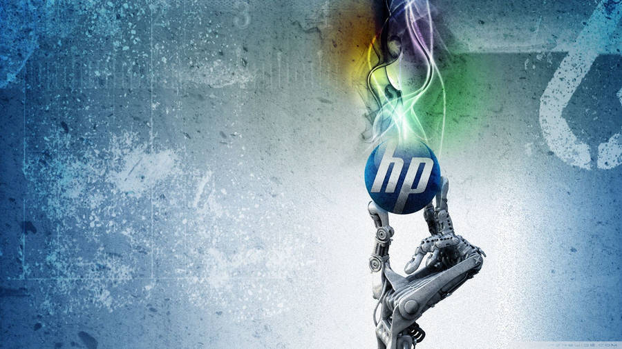 Hp Logo In Robot's Hand Wallpaper