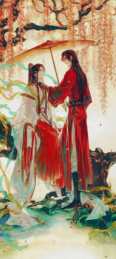 Hua Cheng Under A Cherry Blossom Wallpaper