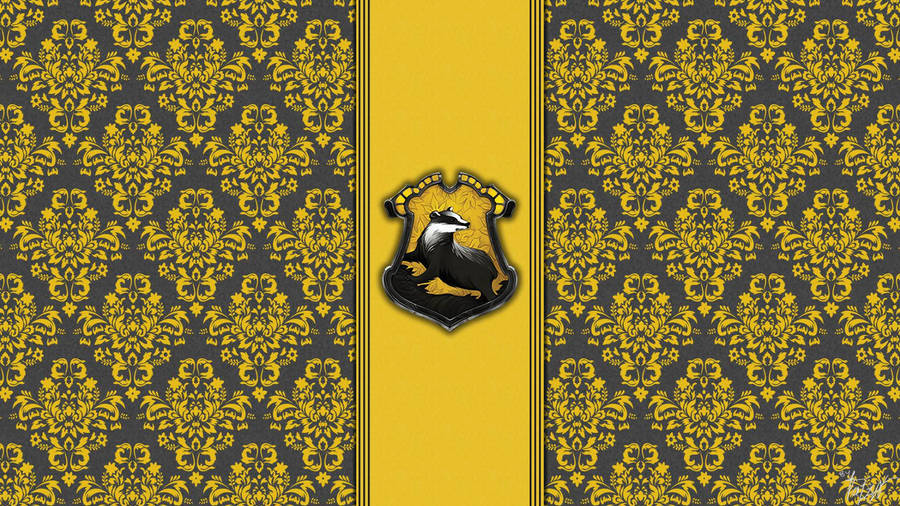 Hufflepuff Logo Royal Pattern Wallpaper