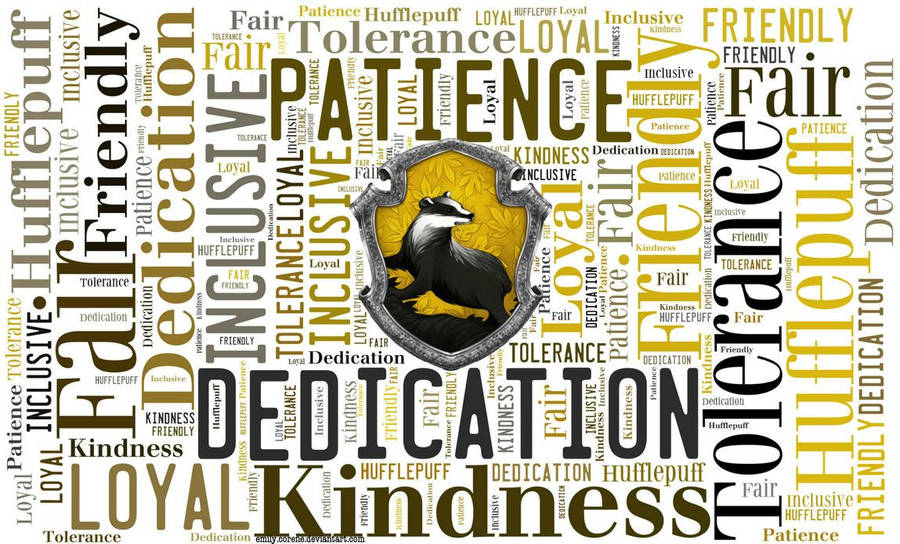 Hufflepuff Traits With Logo Wallpaper