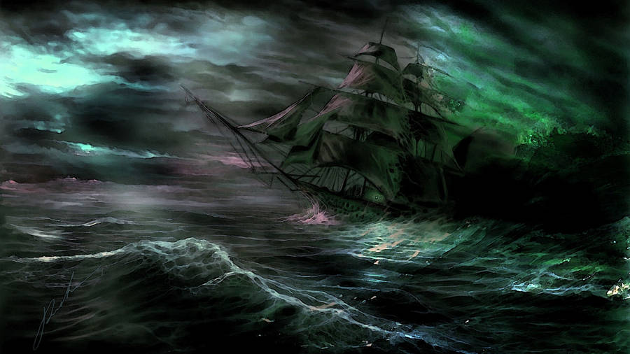 Hurricane And Pirate Ship Wallpaper