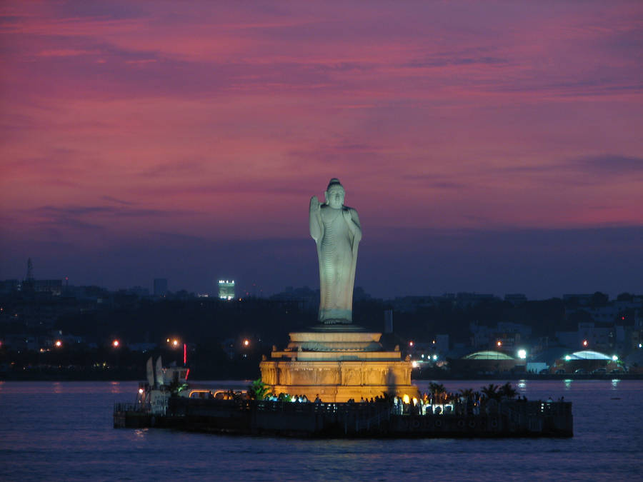 Hyderabad Sagar Lake Night View Wallpaper