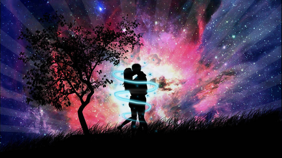 I Love You Aesthetic Silhouetted Lovers Wallpaper