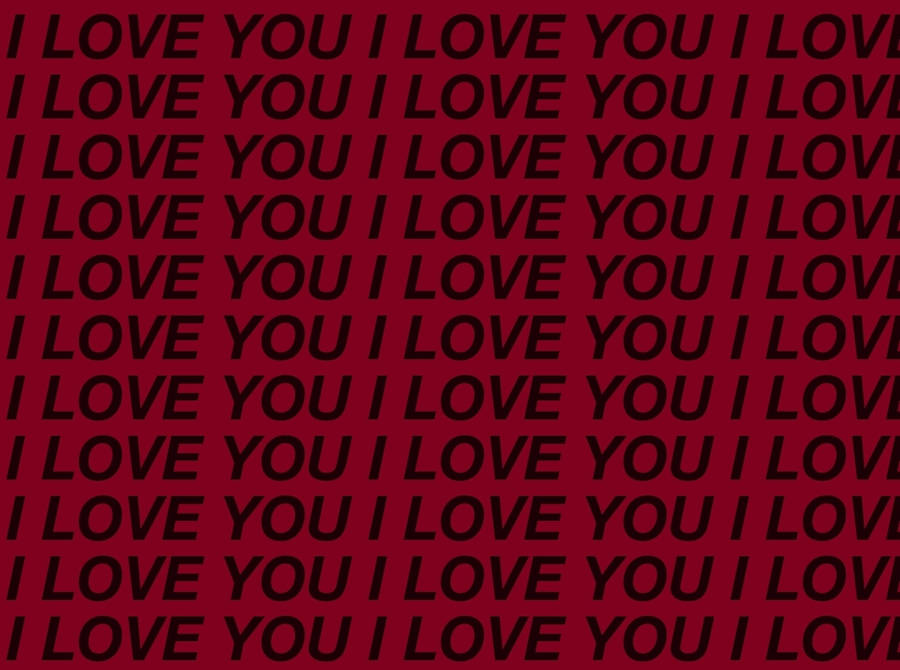 I Love You Red Pattern Wallpaper