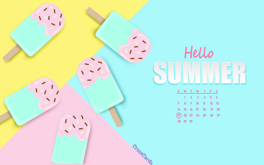 Ice Cream Bars June Calendar Wallpaper