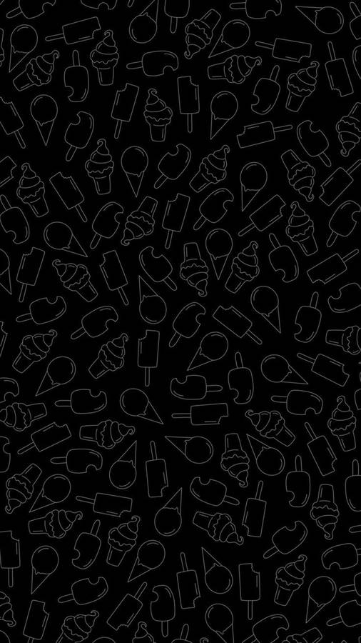 Ice Cream Icons Minimalist Black Phone Wallpaper