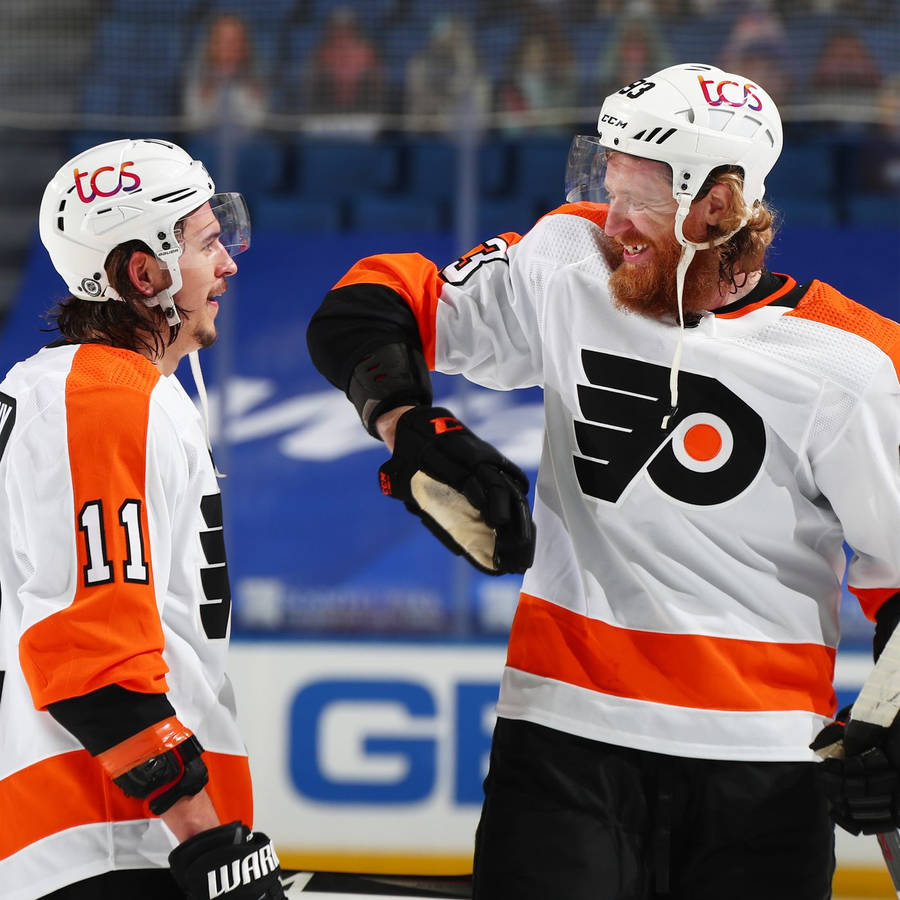 Ice Hockey Players Jakub Voracek And Travis Konecny Wallpaper