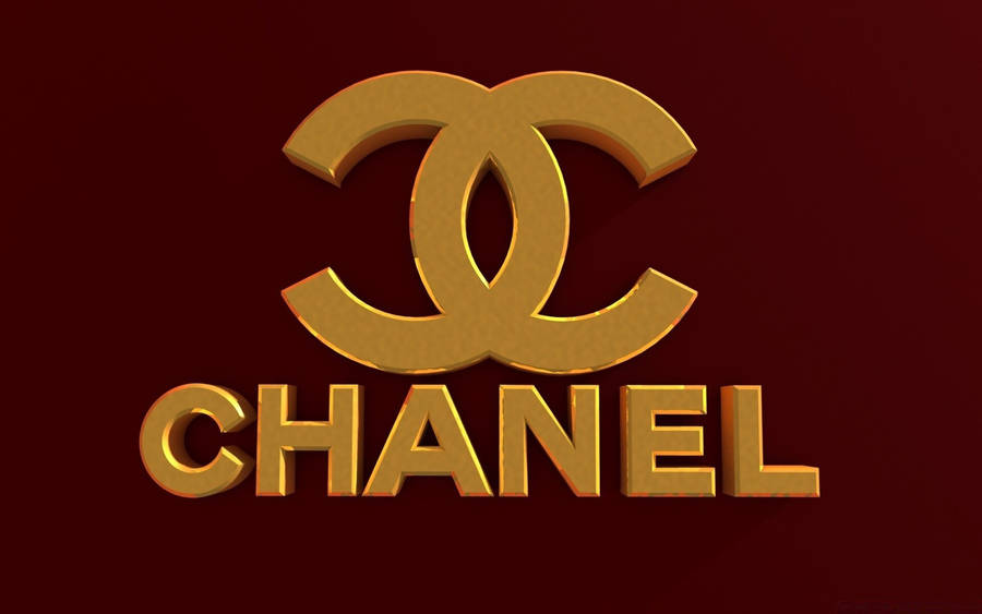 Iconic Chanel Logo On Maroon Background Wallpaper