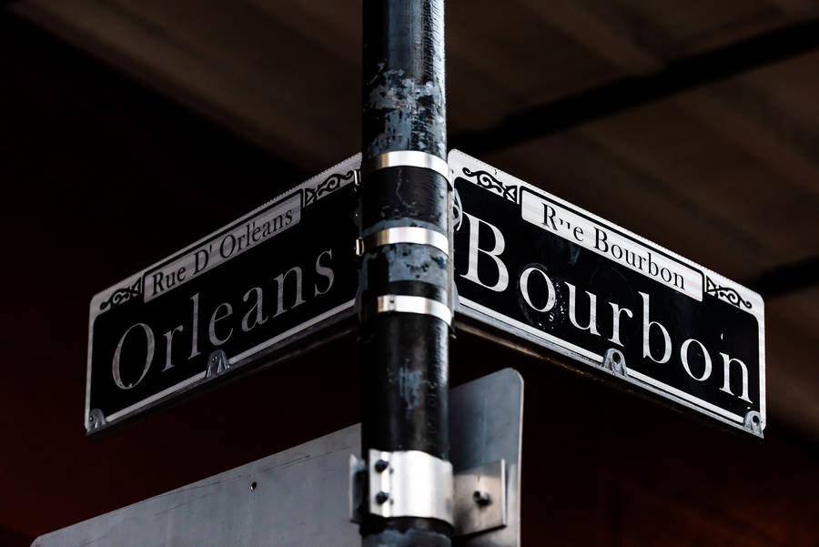 Iconic New Orleans: Bourbon Street Sign At A Crossroads Wallpaper