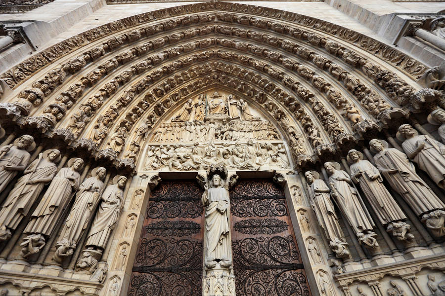 Iconic Porch Of Notre Dame Wallpaper