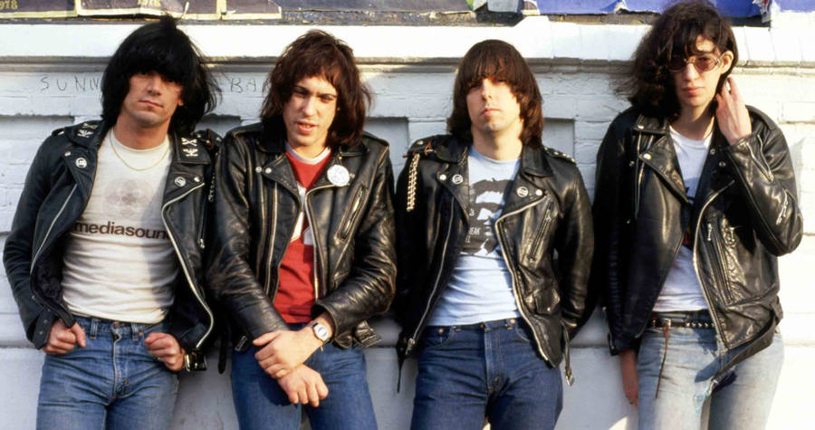 Iconic Ramones Band During A 1974 Photoshoot Wallpaper
