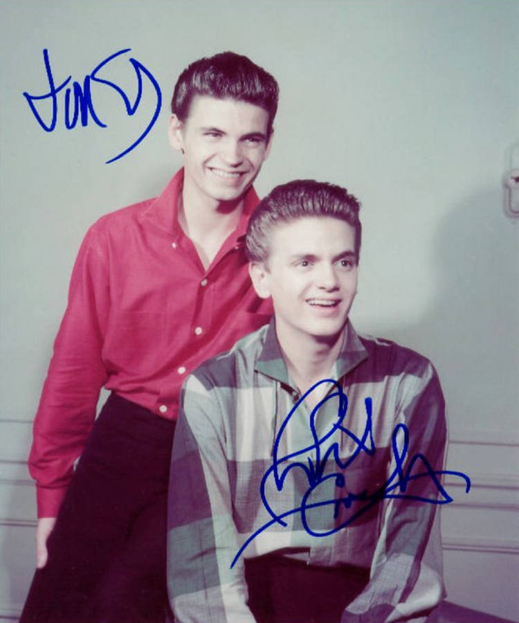 Iconic Rock Duo, The Everly Brothers Autographed Portrait Wallpaper