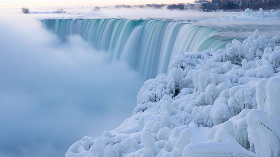 Icy Niagara Falls At Wintertime Wallpaper