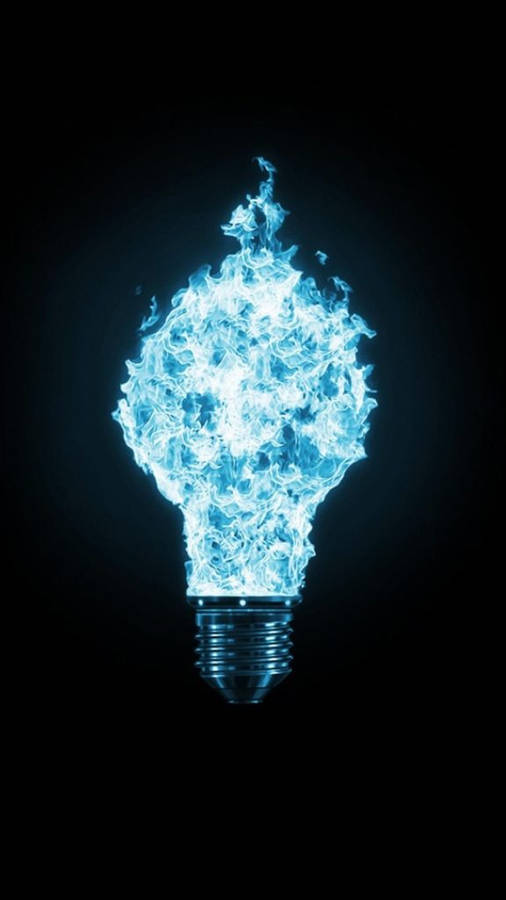 Igniting Ideas - Blue Fire Inside A Light Bulb Wallpaper