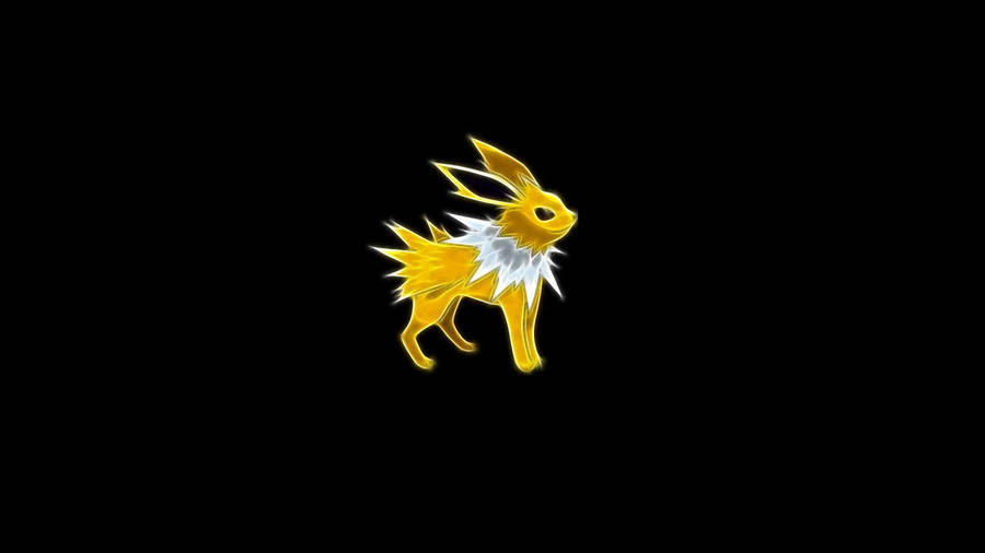 Illuminated Jolteon, The Electric Pokemon On A Black Background Wallpaper