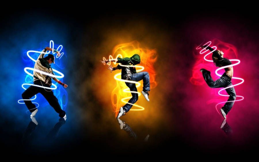 Illuminating The Dance Floor With Dynamic Neon Dance Pose Wallpaper