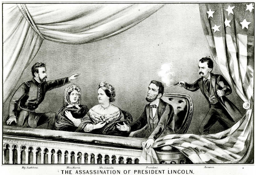 Illustration Of Assassination Of Abraham Lincoln Wallpaper