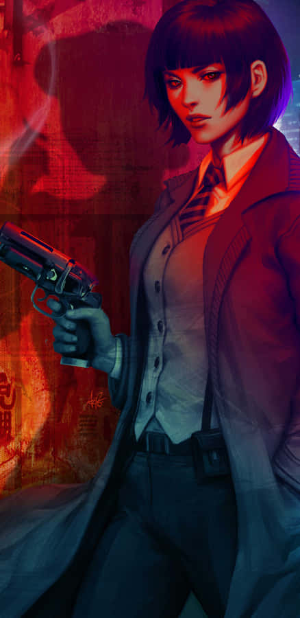 Illustration Of Female Gangsters With Guns Wallpaper