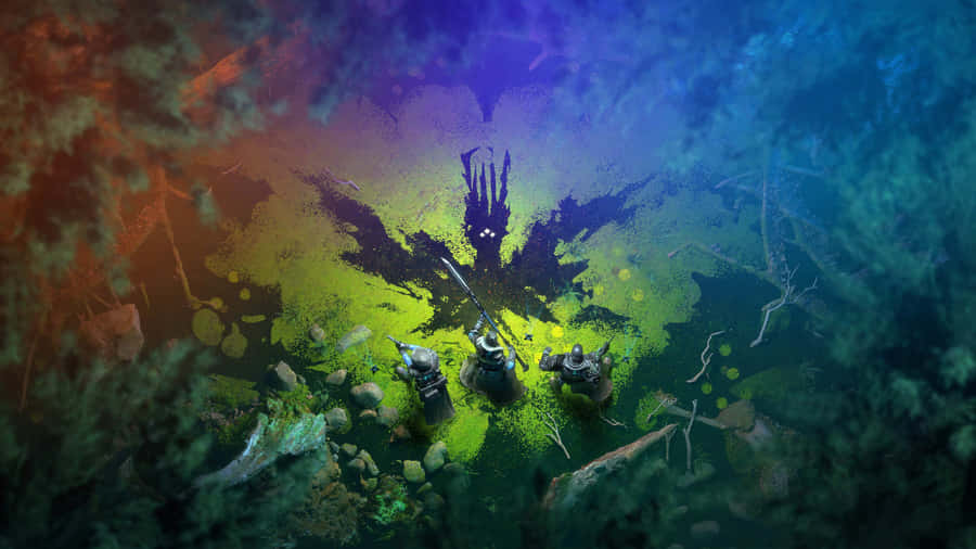 Immerse Yourself In The Vibrant World Of Abstract Gaming With This Unique Digital Artwork Wallpaper